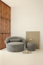 Atelier Del Sofa Juego de Sofá de 1 Plaza y Pouffe Antracita